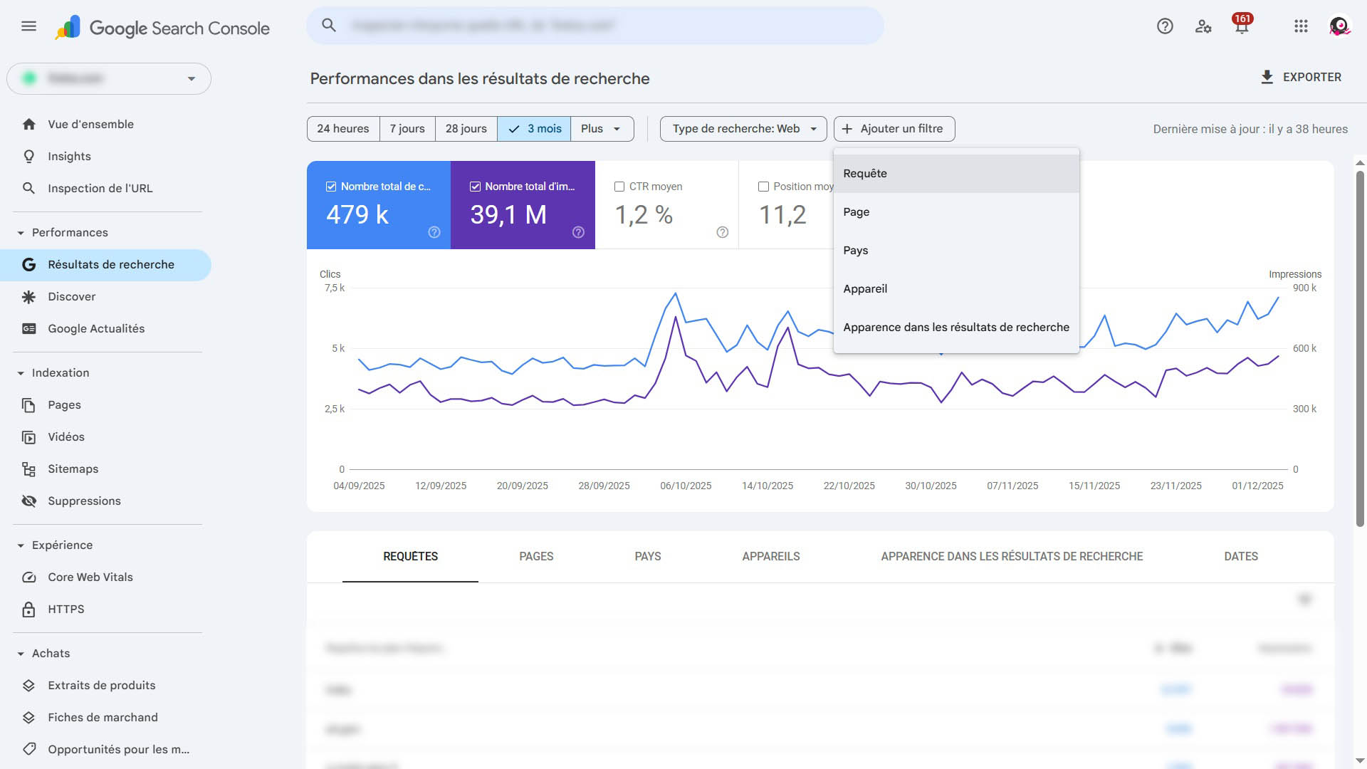 Créer un filtre de requête avec la Google Search Console (GSC) - étape 1