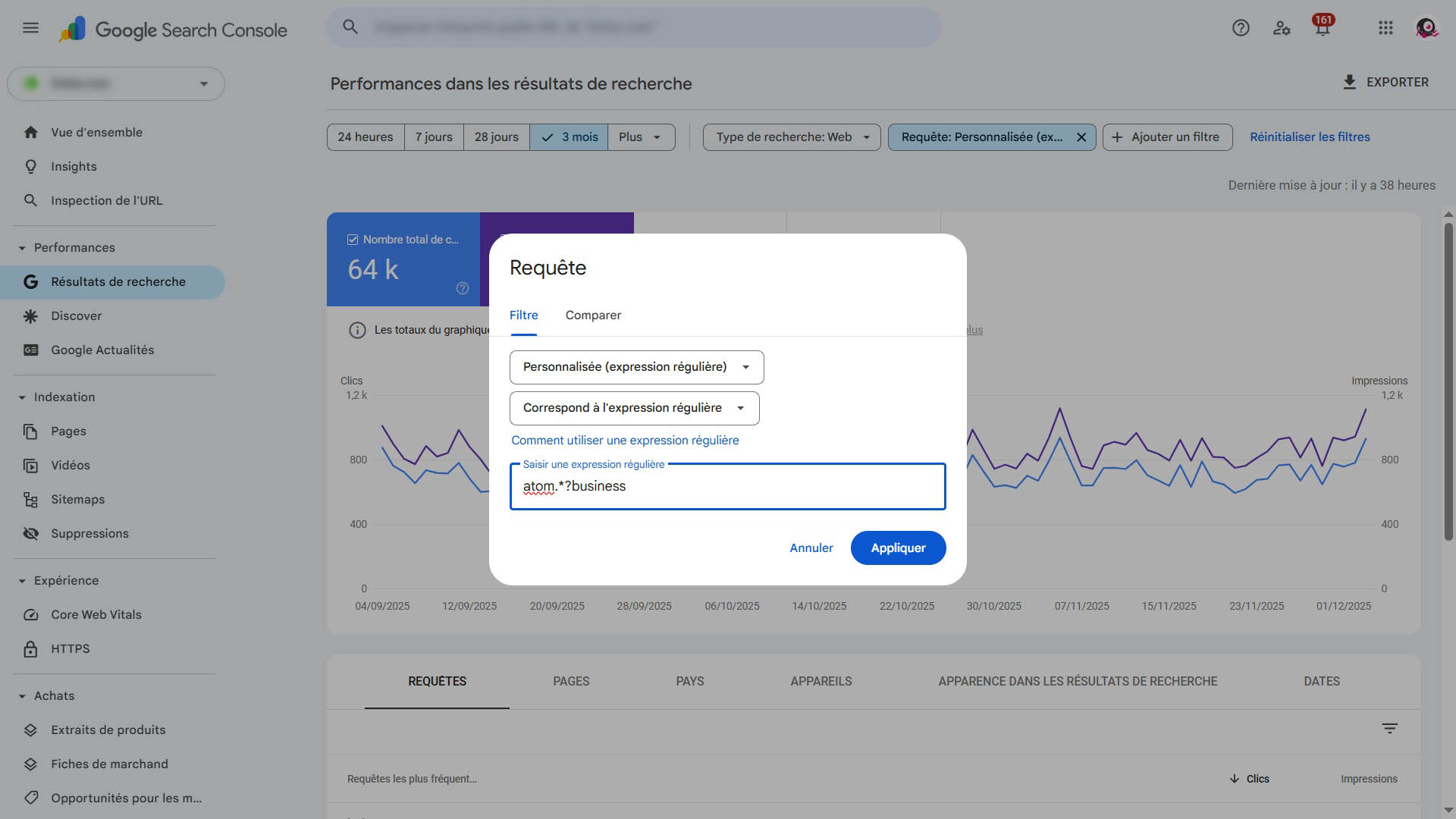 Créer un filtre de requête avec la Google Search Console (GSC) - étape 2